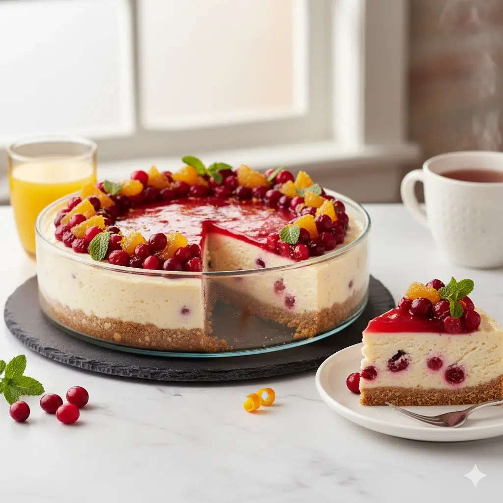 Cranberry Orange No-Bake Cheesecake Ready to serve