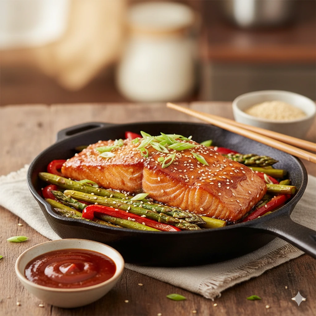 Salmon cooked by following Gochujang Salmon Recipe