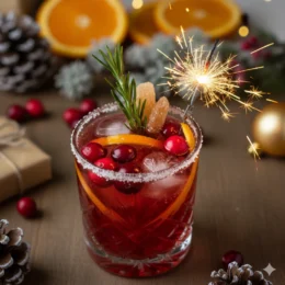 Holiday Drinks Recipe: Festive Cranberry Orange ready to serve.