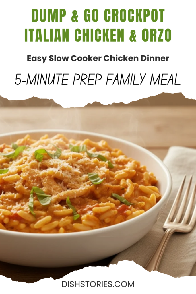 Need a stress-free dinner tonight? This Easy Crockpot Italian Chicken & Orzo is a simple dump-and-go meal that delivers big flavor with almost no effort.