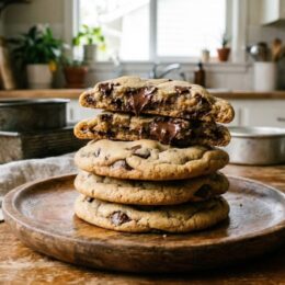 Soft and Chewy Chocolate Chip Cookies in a plate.