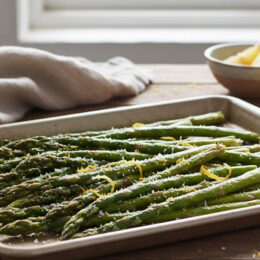 oven roasted asparagus with crispy edges and lemon zest