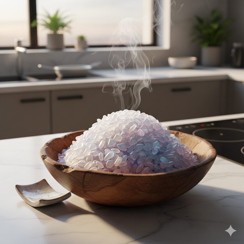 best sushi rice recipe futuristic glossy grains close-up