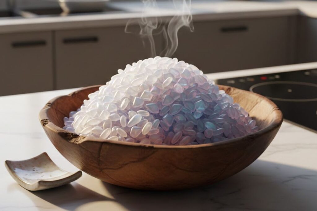 best sushi rice recipe futuristic glossy grains close-up