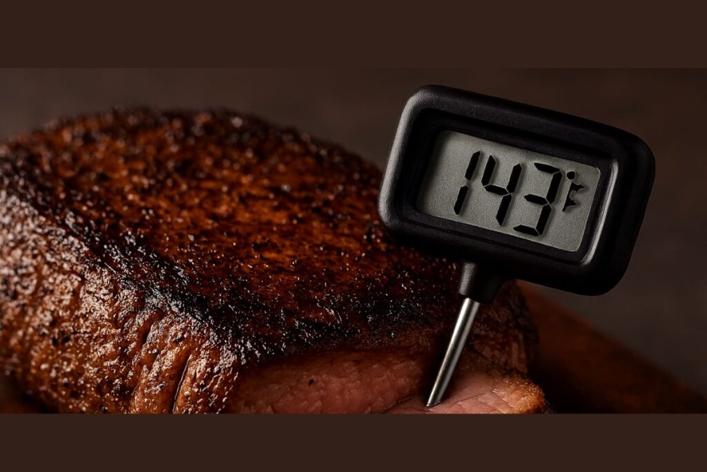 Resting meat to maintain internal temperature juices.