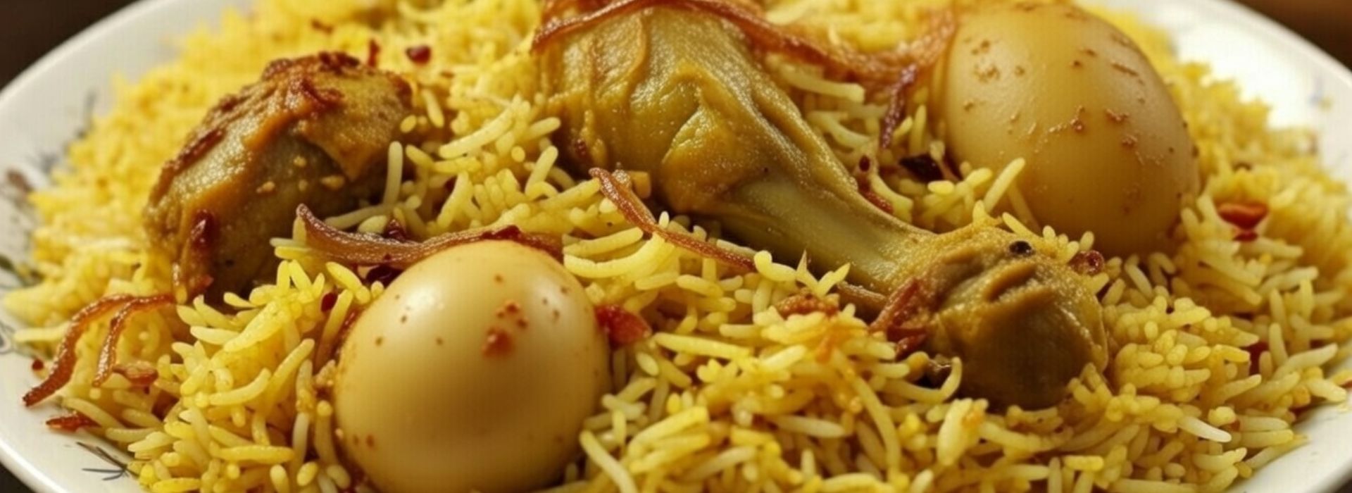Authentic Kolkata chicken dum biryani served with potato