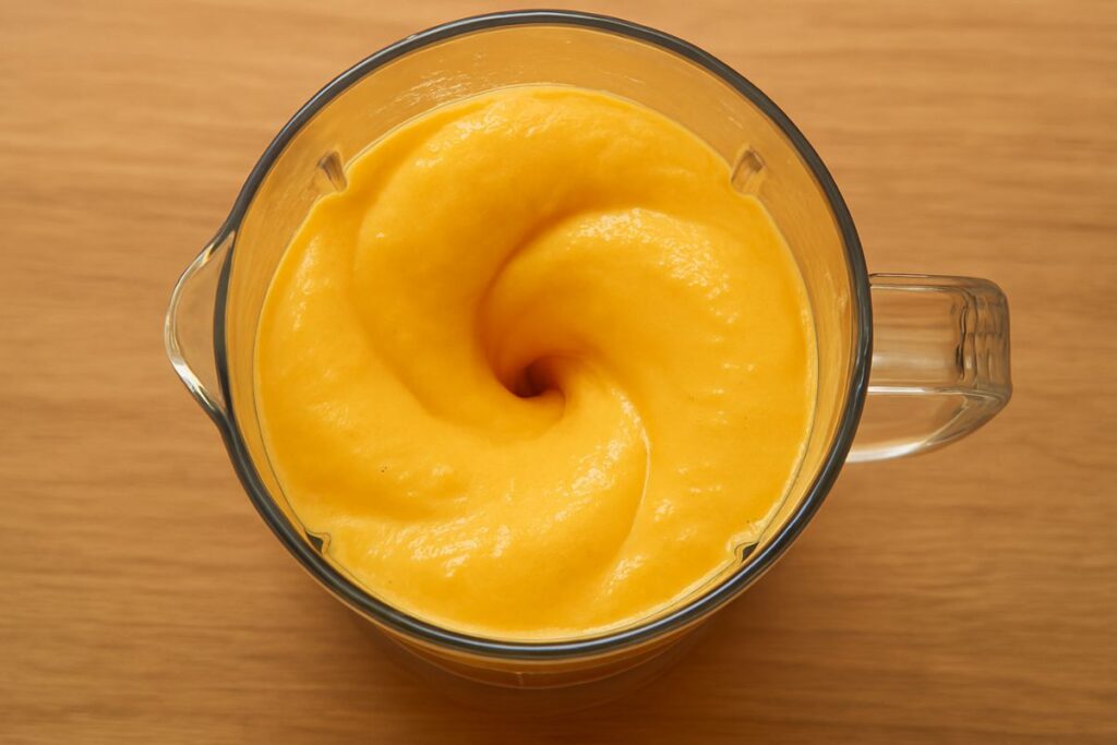 thick mango smoothie blending creamy mango milk shake texture