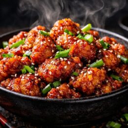 crispy air fryer chicken recipe with indo chinese chili sauce garnish