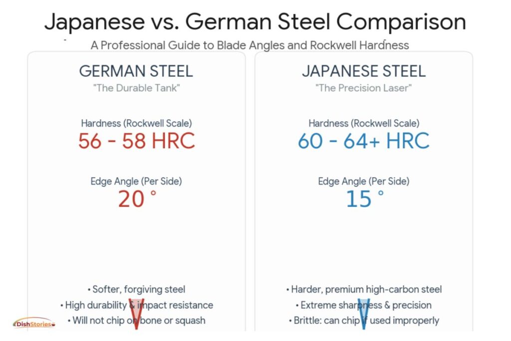 Knife blade angles and Rockwell hardness comparison