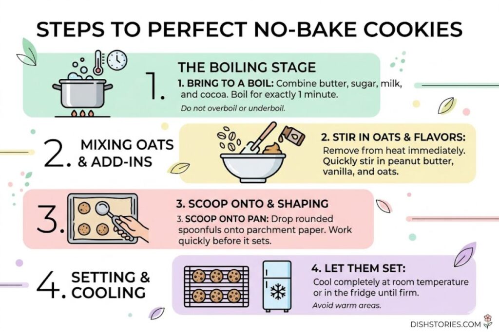 infographic how to make perfect no bake cookies step by step texture tips