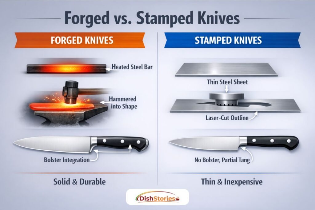 Comparison of forged and stamped knife manufacturing