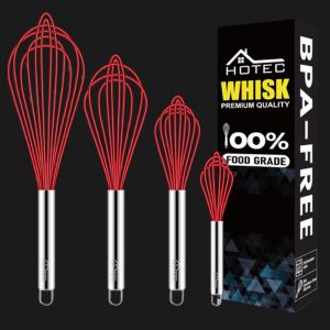 HOTEC 4 Pieces Silicone Whisks Set,