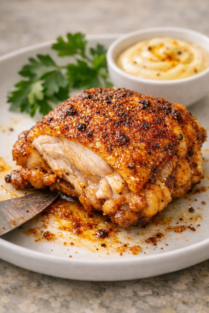 Pinterest Pin image for Crispy Air Fryer Chicken Thighs