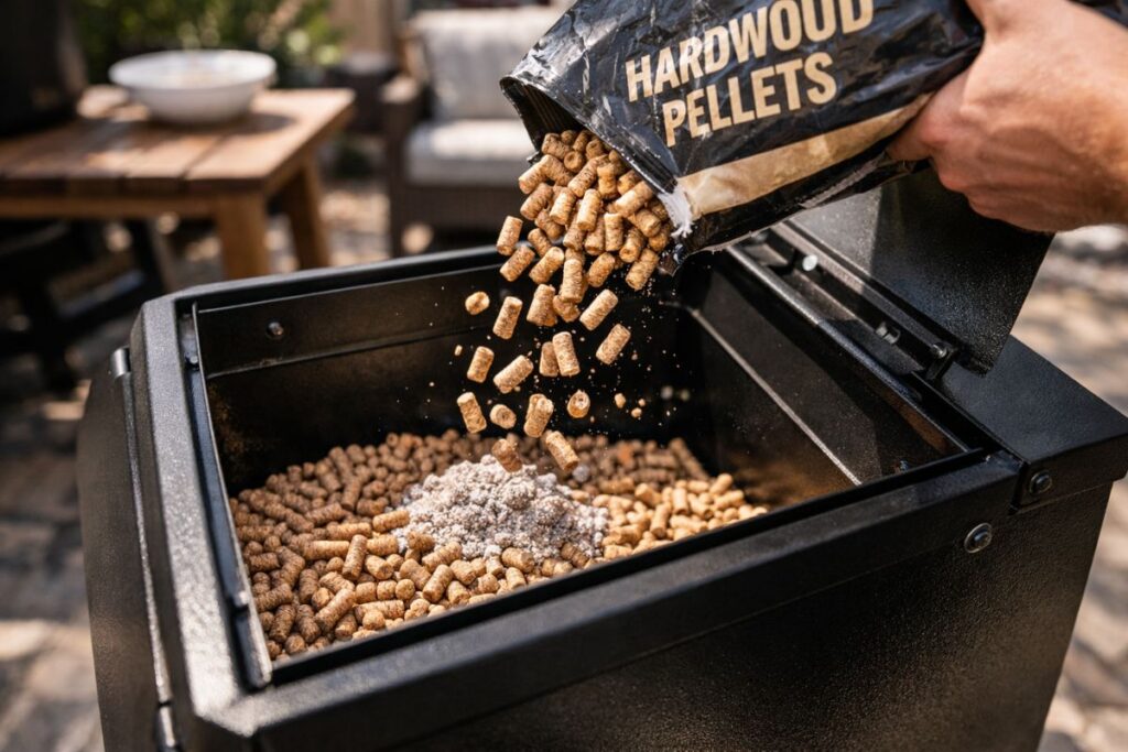 loading-pit-boss-hopper-hardwood-pellets