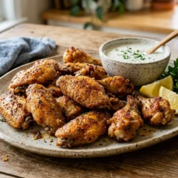 Crispy baked chicken wings fresh from the oven