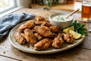 Crispy baked chicken wings fresh from the oven