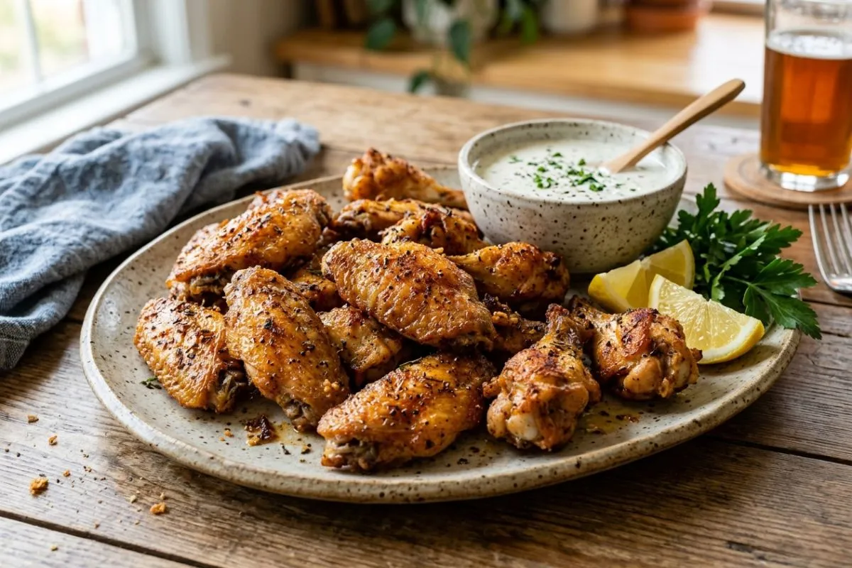 Crispy baked chicken wings fresh from the oven