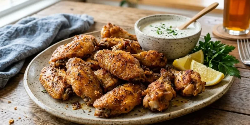 Crispy baked chicken wings fresh from the oven